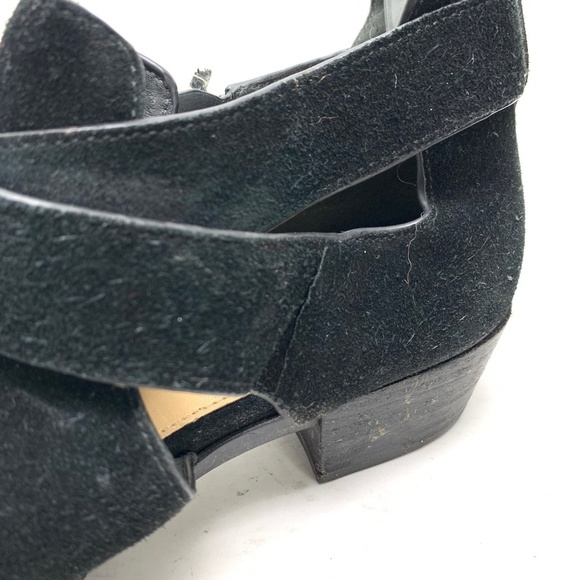 MICHAEL KORS Genuine Leather Black Suede Ankle Booties Shoes Block Heels sz 9.5 - Picture 8 of 16